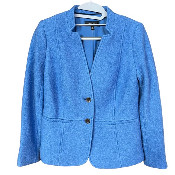 Talbots Blue Boiled Wool Jacket Blazer Size 2 - Picture 2 of 12